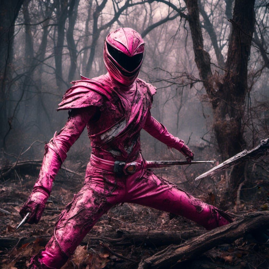 Dead Pink Power Ranger in a Dead Forest