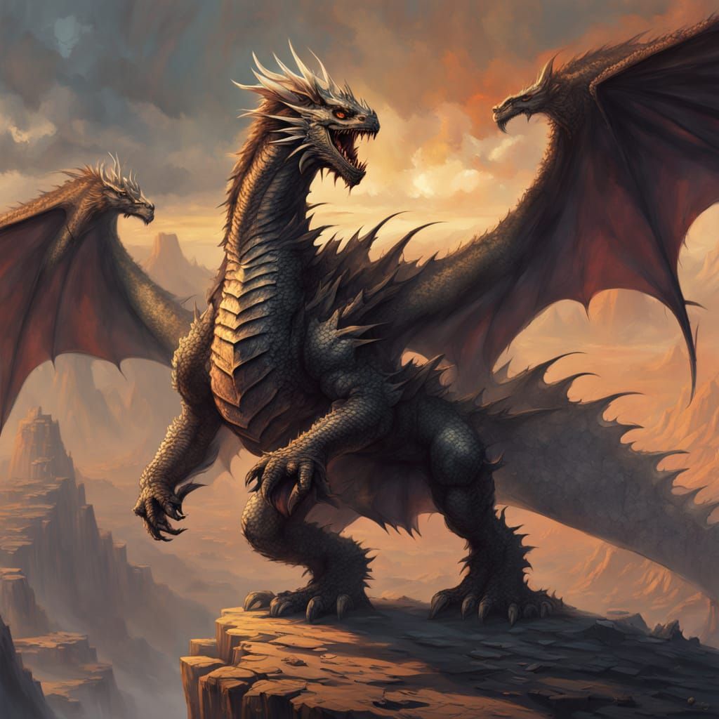 Epic Fantasy Dragon Perched on a Cliff