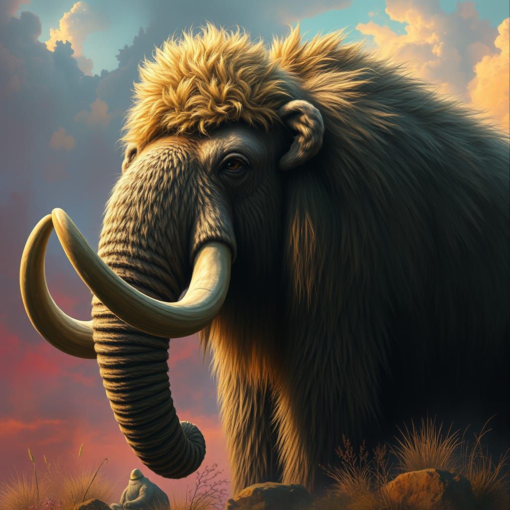 Hyperrealistic Woolly Mammoth Portrait