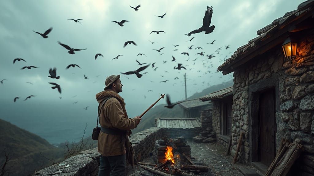 Hunter's Introspection in a Mysterious Landscape