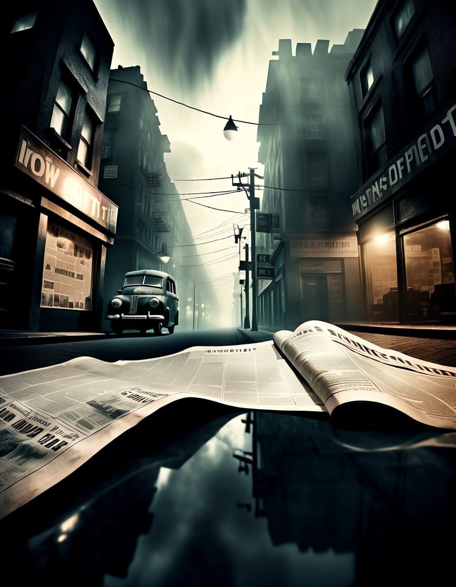Surreal Upside-Down Cityscape in Dramatic Lighting