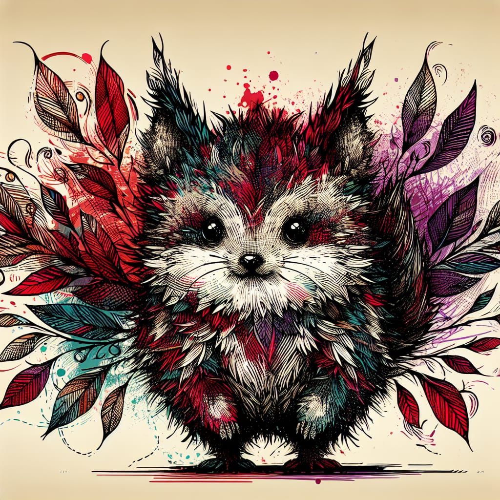 Whimsical Woodland Creature in Vivid Digital Illustration