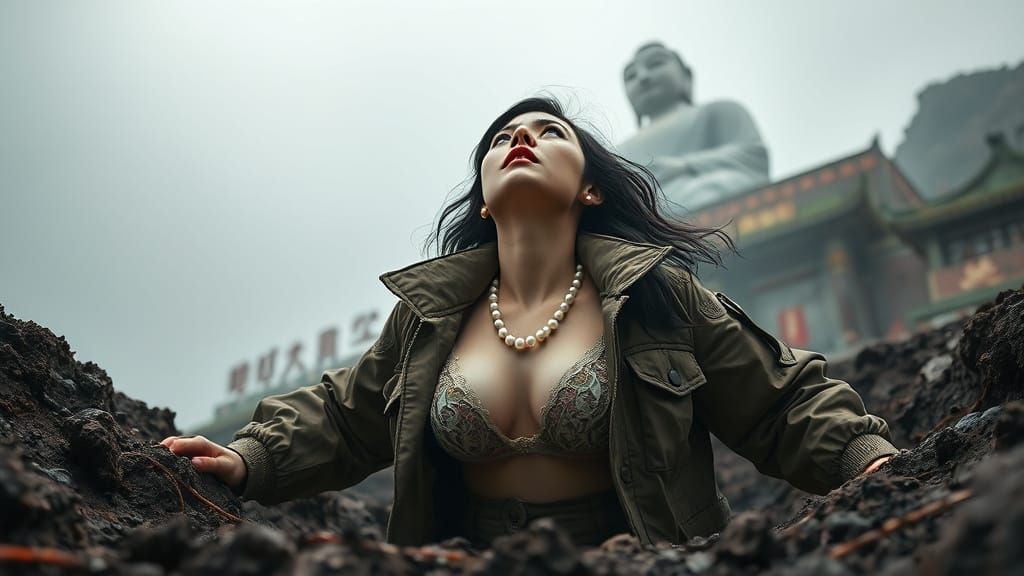 Woman Falls into Ancient Mire at Yungang Buddha