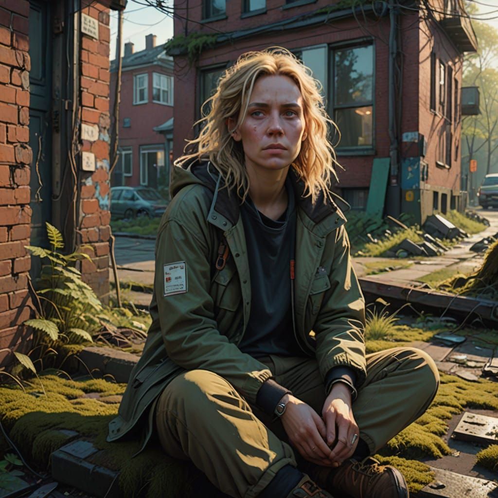 Gothic Woman in Ruins at Twilight