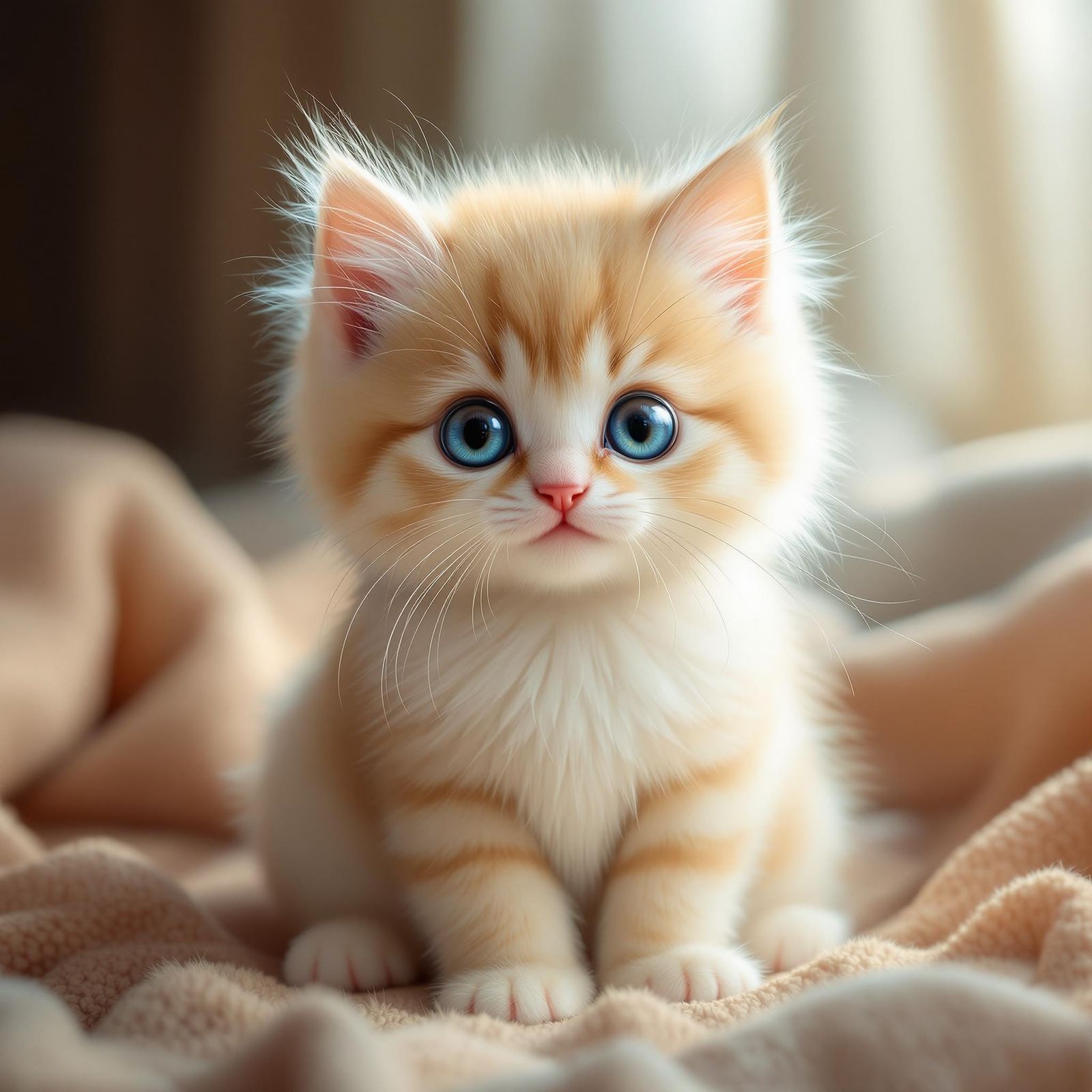 Whimsical Kitten Portrait in Detailed Fantasy Style