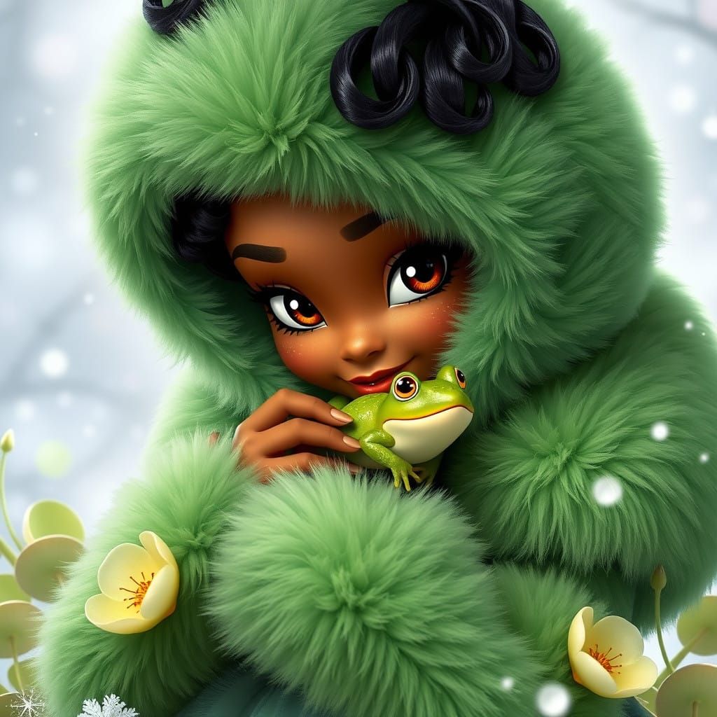 Tiana in Whimsical Winter Wonderland with Delicate Lily Pads