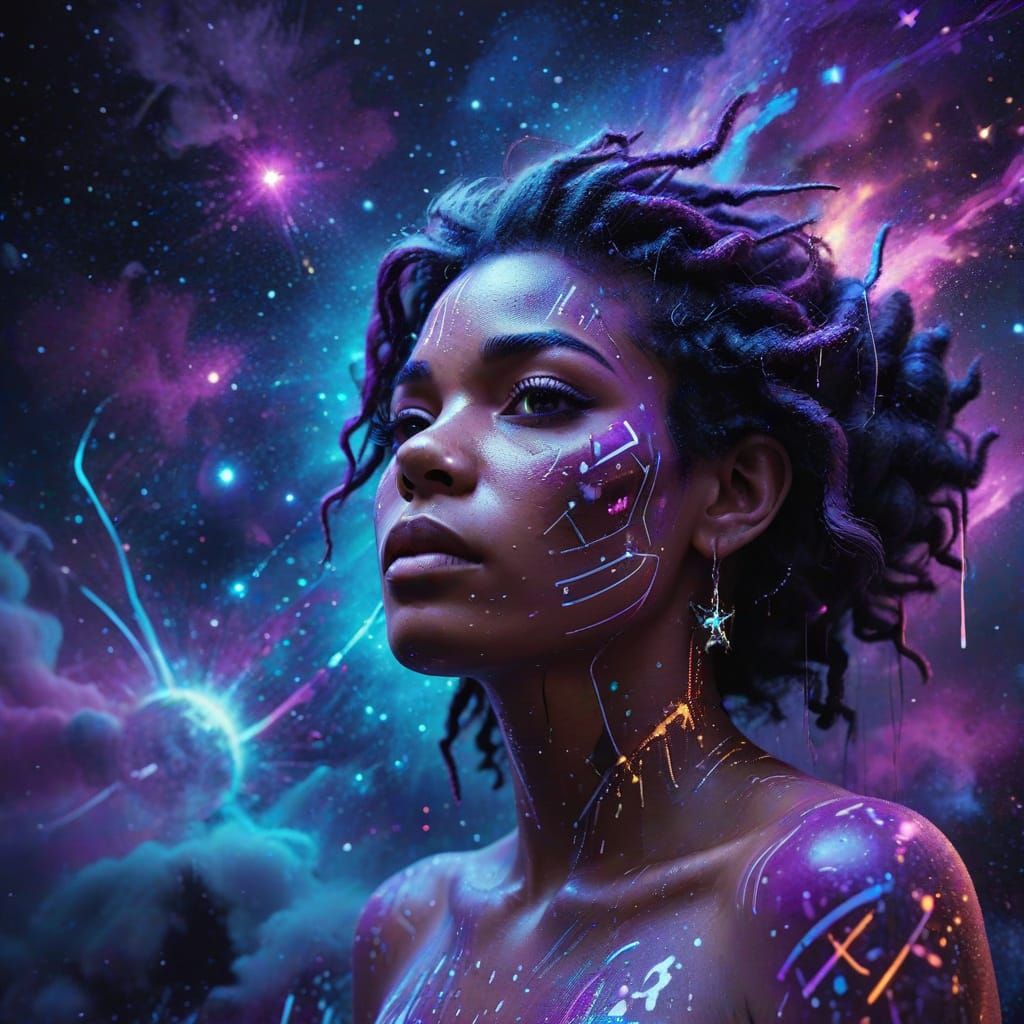 Shamanic Street Art Visionary in Cosmic Forest