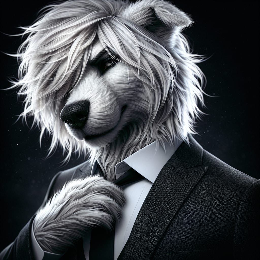 Melancholic Sheepdog Portrait in Hyper-Realistic Style