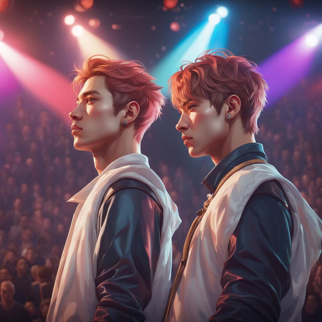 K-Pop Boy Bands Meeting On Stage