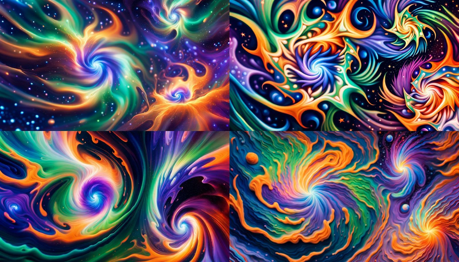 Binary Star Systems in Plasma Maelstrom: Oil Painting