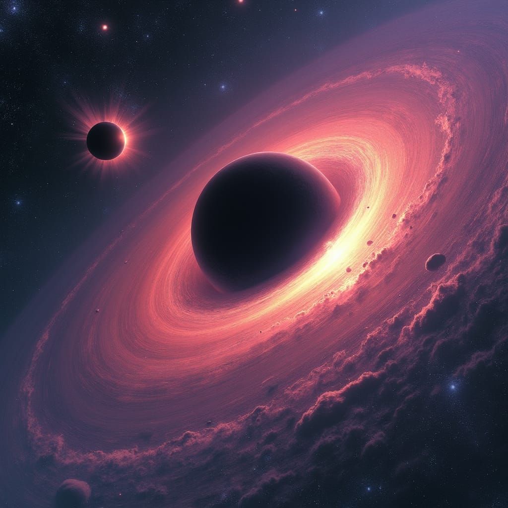Swirling Black Hole Consumes Red Dwarf Star