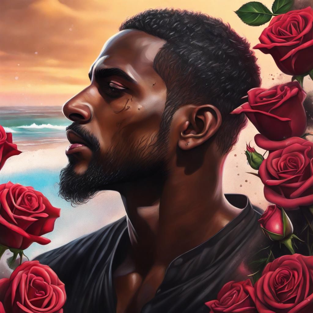 Hyperrealistic Portrait of Arabian Man with Roses