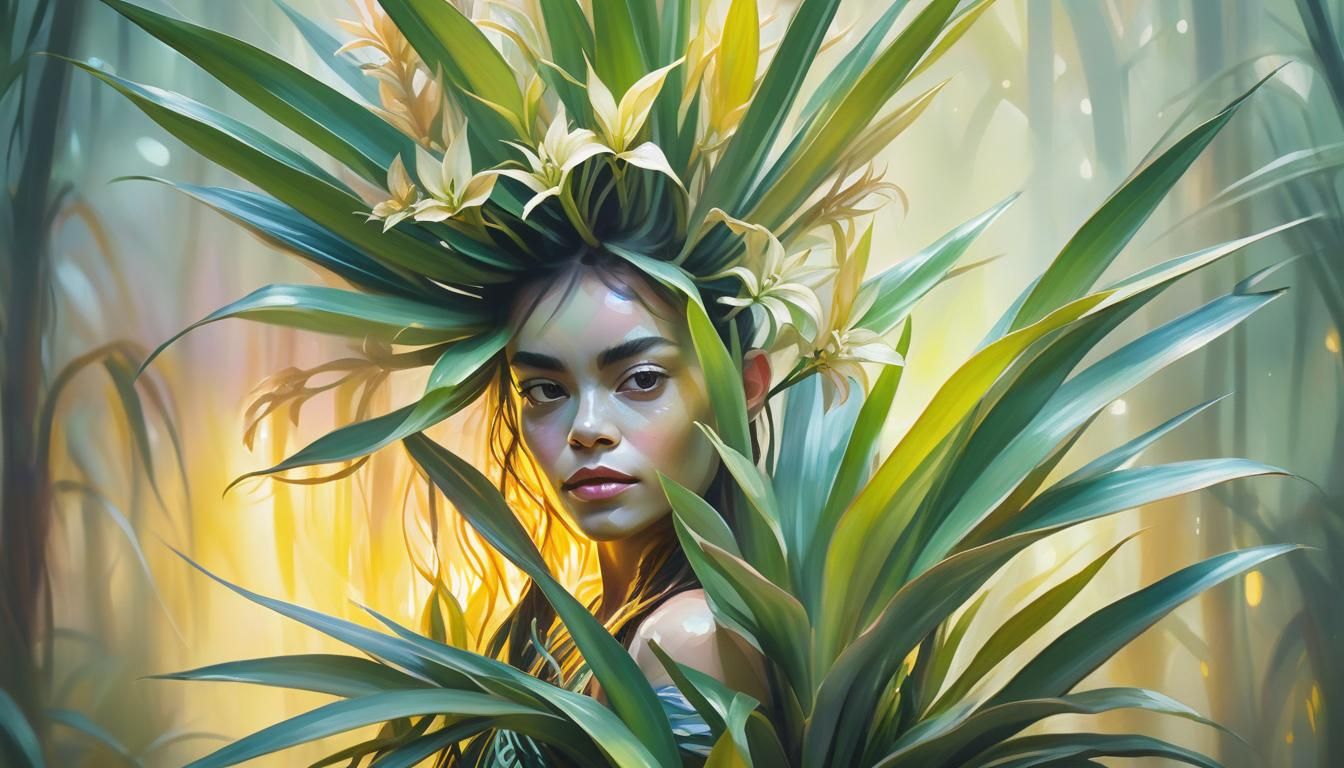 Fauvist Portrait of Dracaena in Mystical Forest