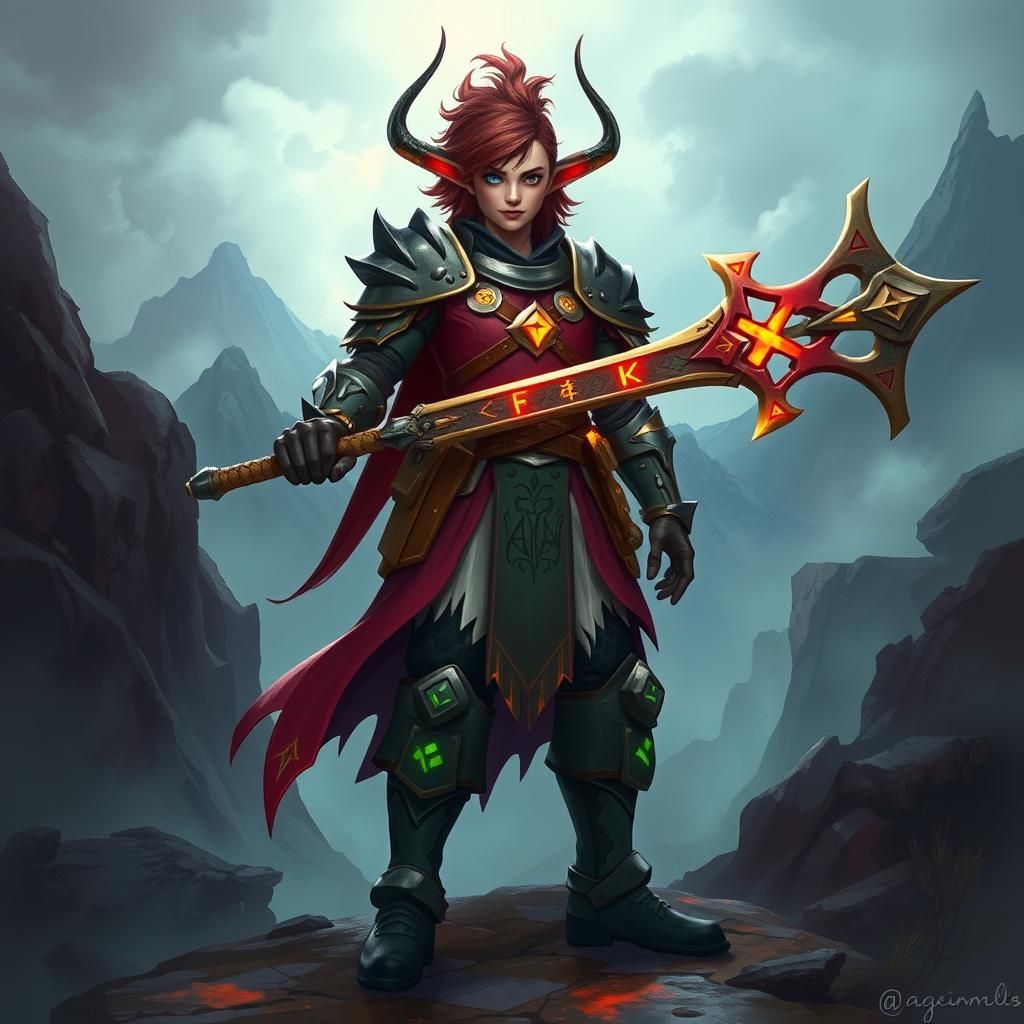 Heroic RPG Character in Mystical Armor