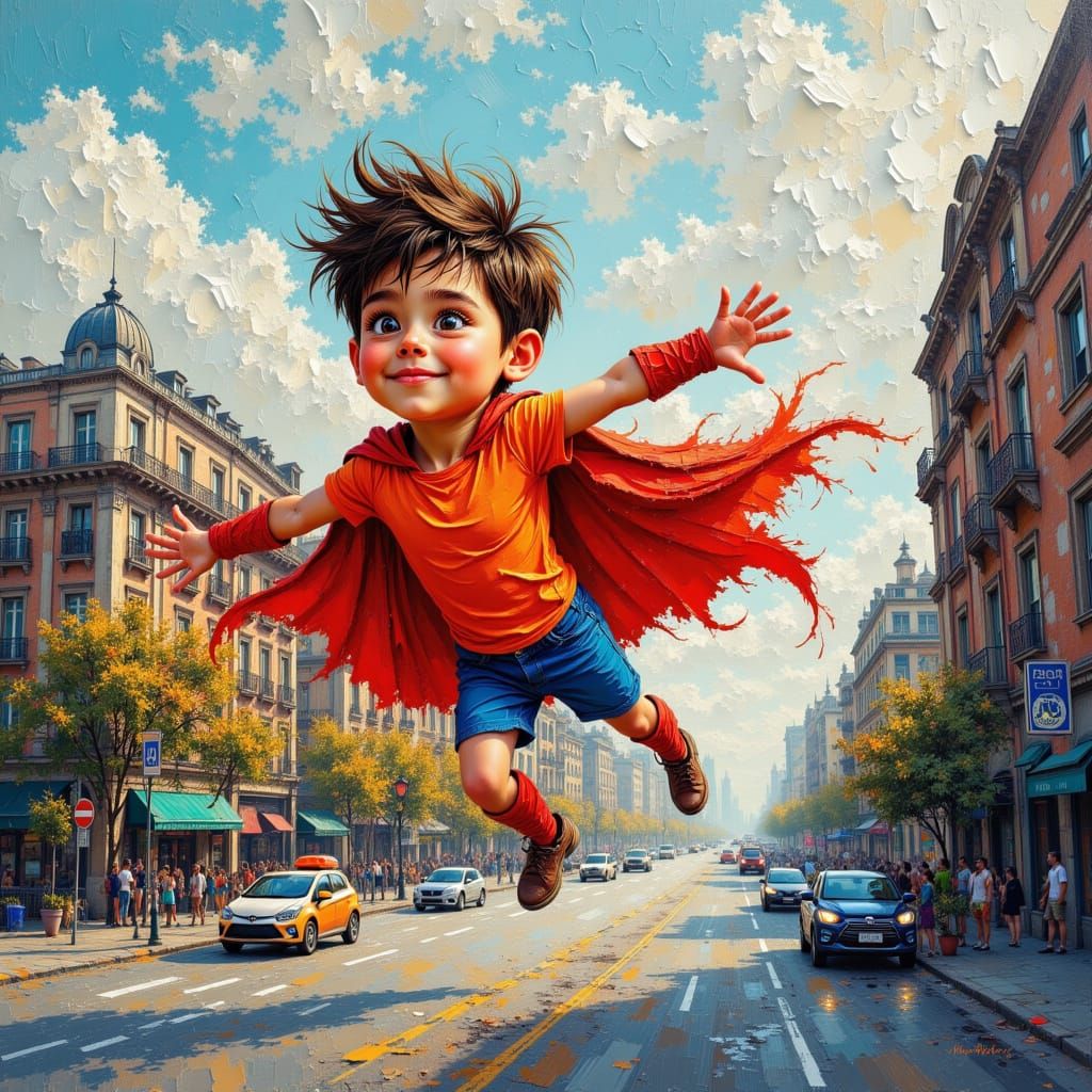 Superhero Fart Cloud in Intricate Oil Painting Style