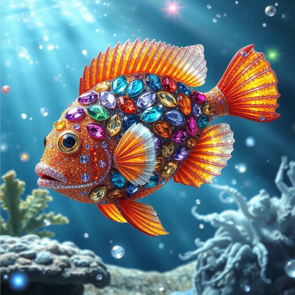 Gemstone Tropical Fish in Fantasy Setting
