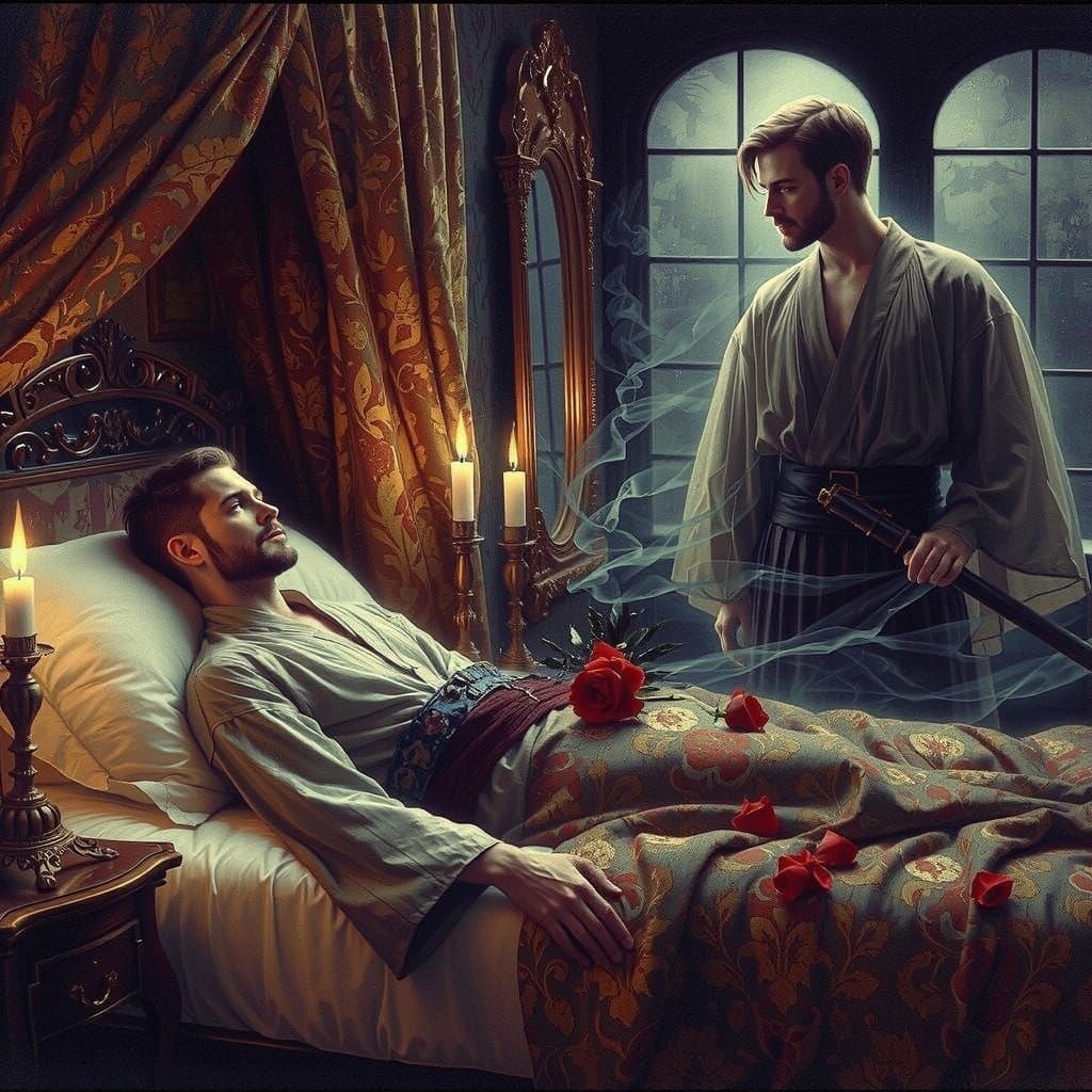 Samurai in Dreams: A Haunting Pre-Raphaelite Scene