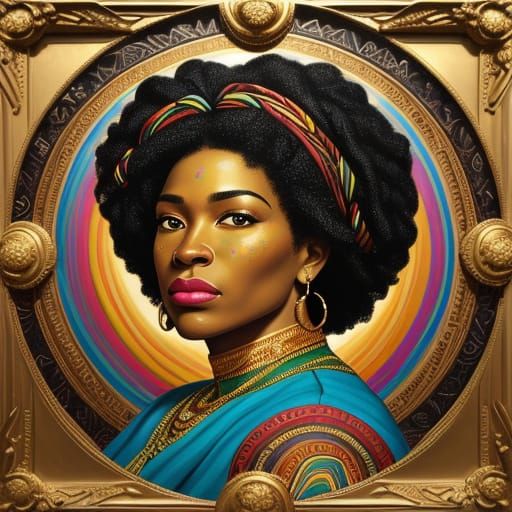 African American Woman Surrounded by Historical Moments in M...