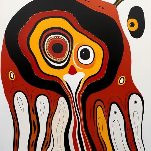 Abstract Animal Faces in White Oil Painting