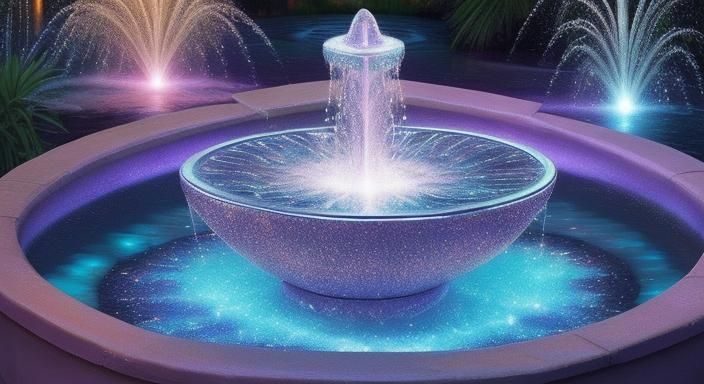 Elegant Glittering Magic Fountain Under Astral Stars