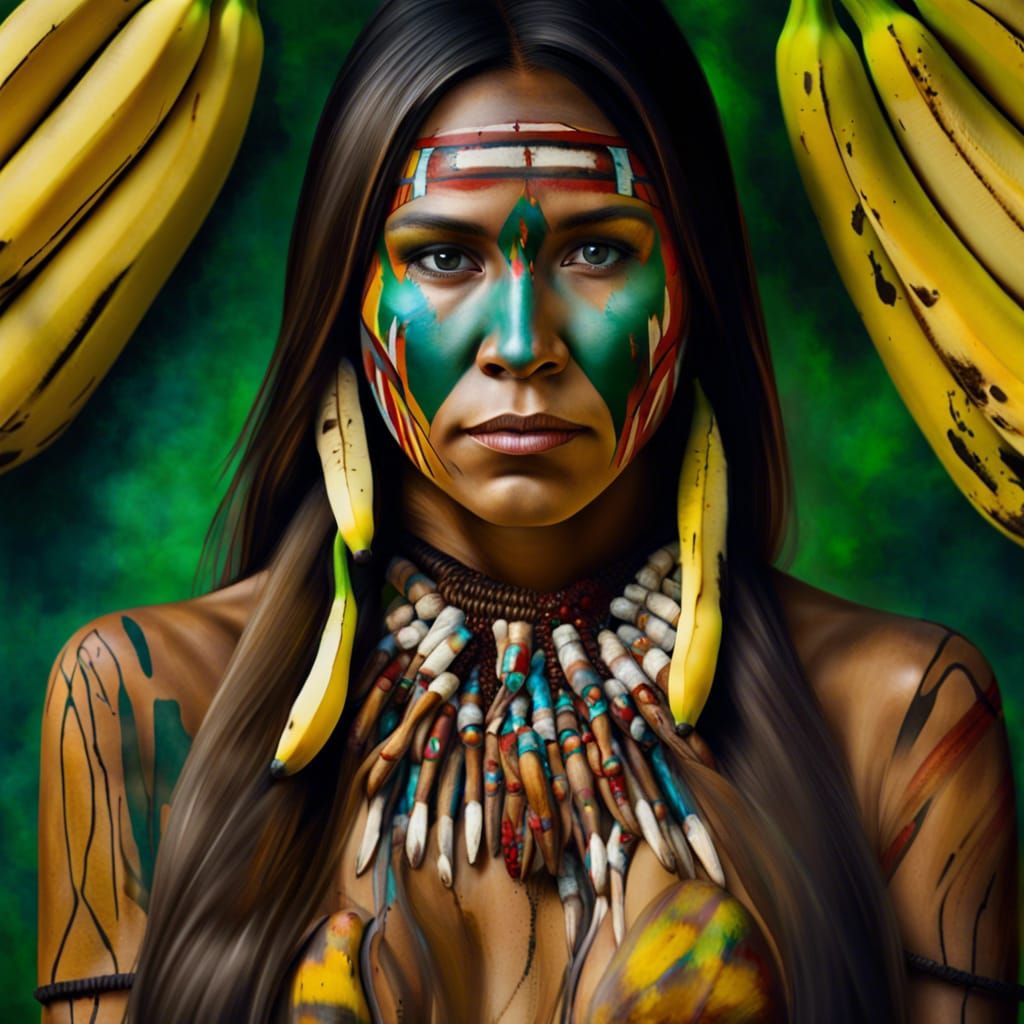 Native American Woman with Body Paint, Graffiti Art