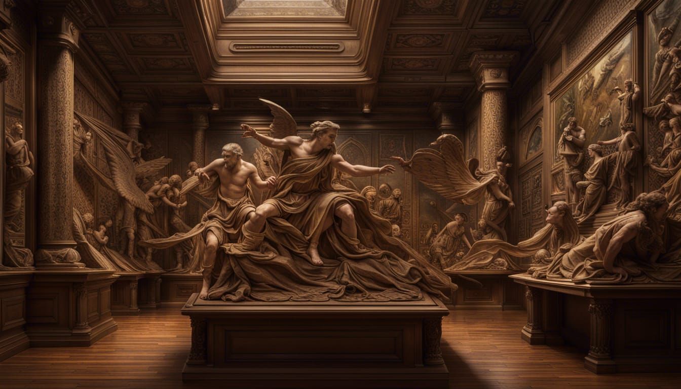 Epic Wood Art in Atmospheric Gallery