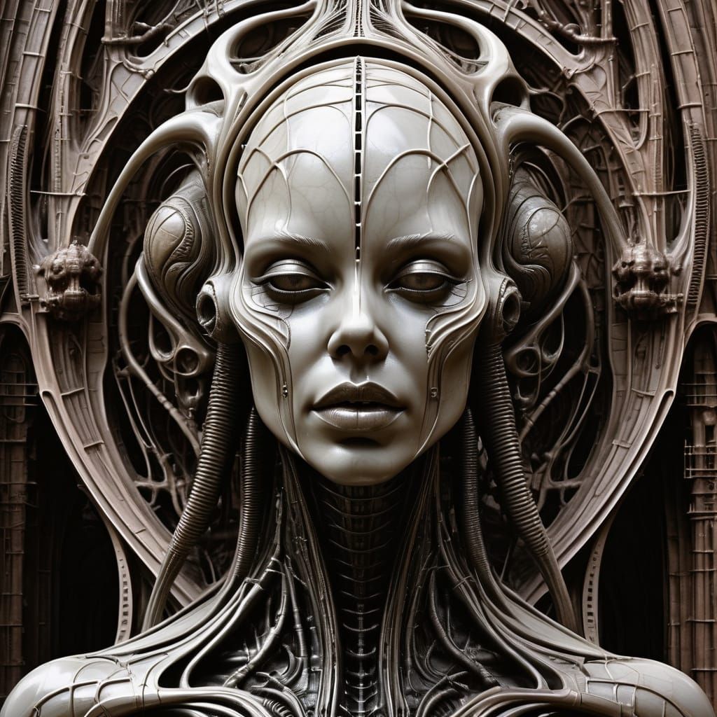 Biomechanical Feminine Face in Ossified Lattice