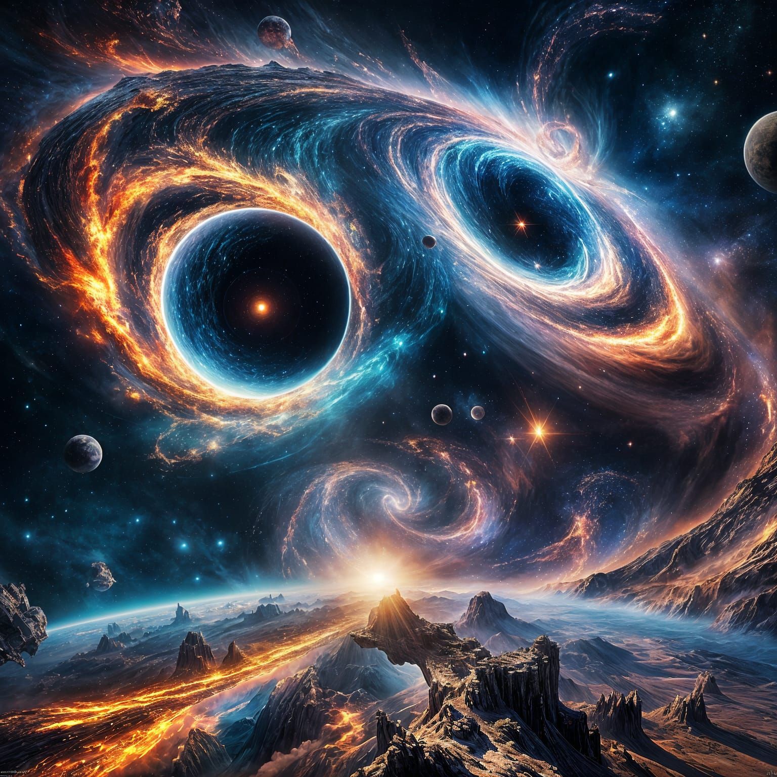 Dimensional Galaxy Collision: Epic Digital Matte Painting