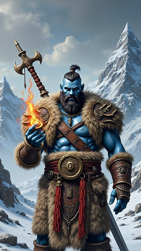 Goliath Barbarian Stands Guard in Icewind Dale