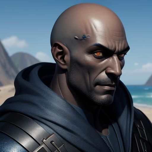 Bald Blue Man: Detailed 3D Anime Art