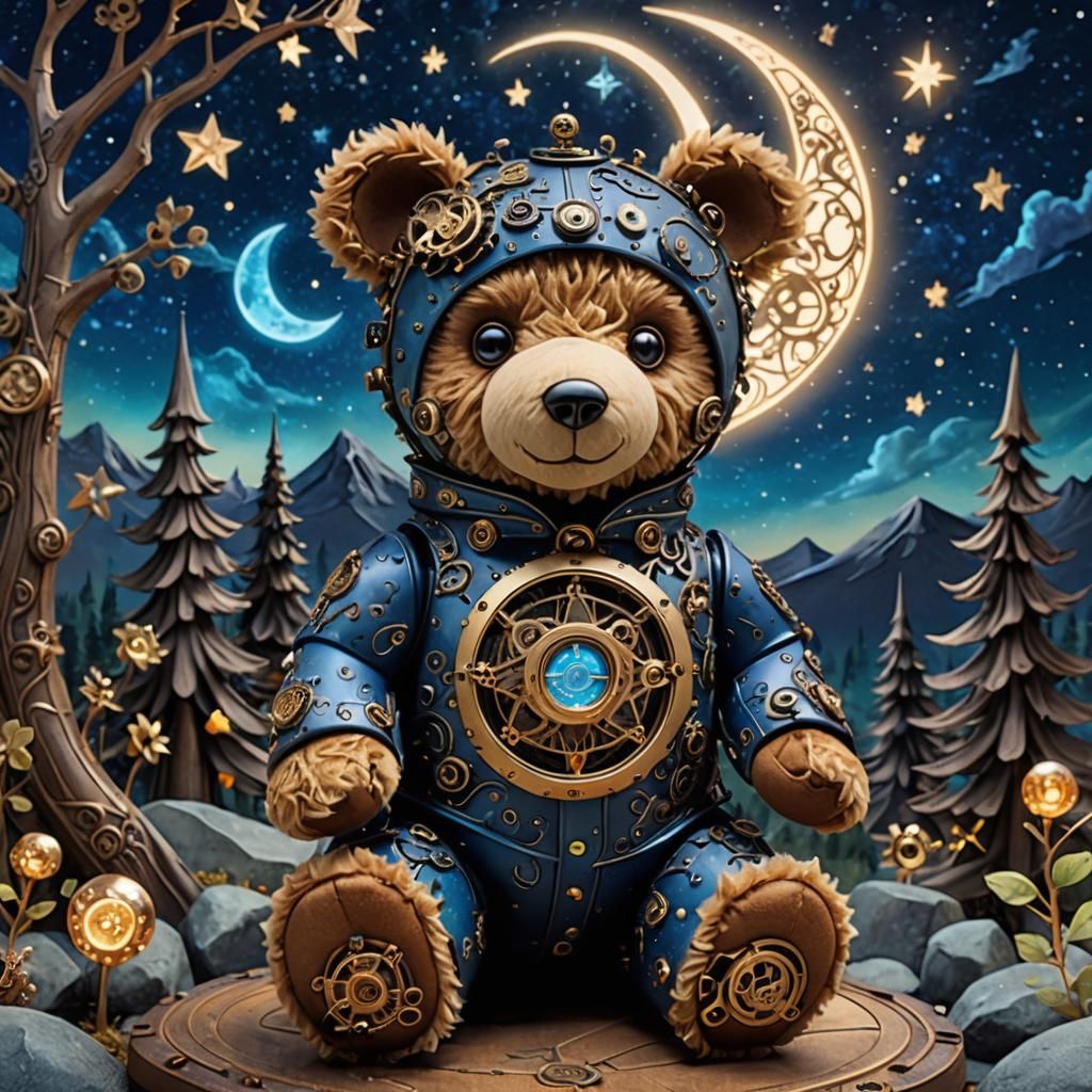 Steampunk Teddy Bear in a Magical Fairy-Tale World