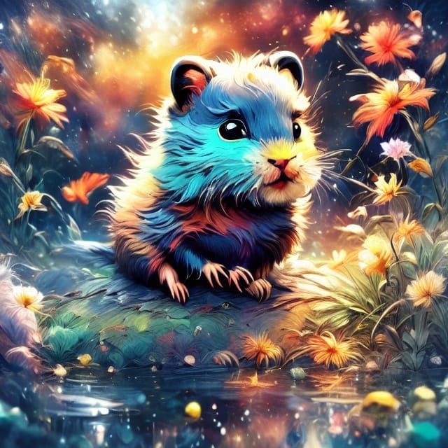 Hyperrealistic Hamster in Dramatic Motion