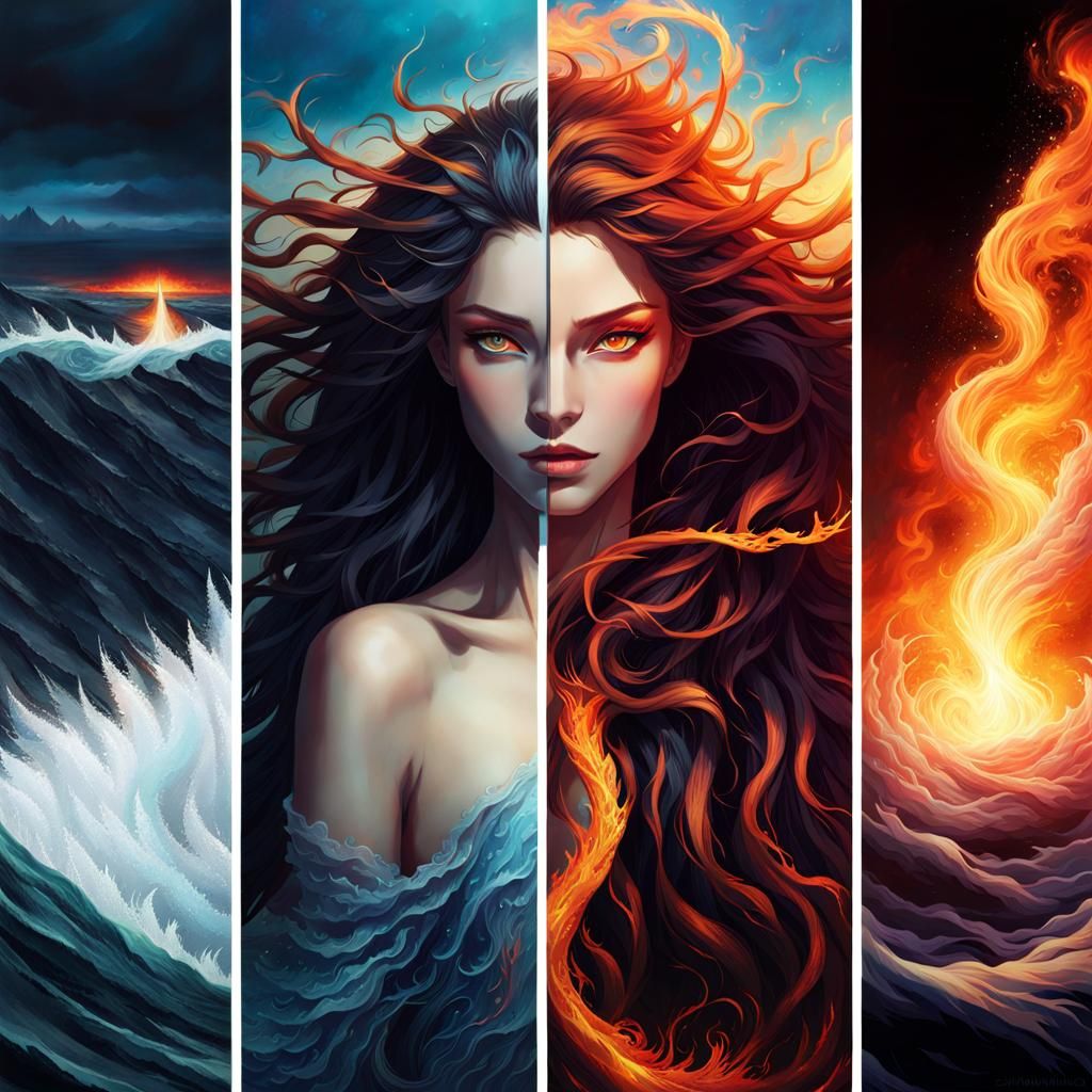 Elemental Divide: Fire Mage and Water Enchantress