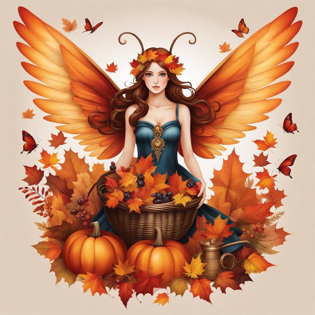 Autumn Fairy Emerges in Gouache and Watercolor