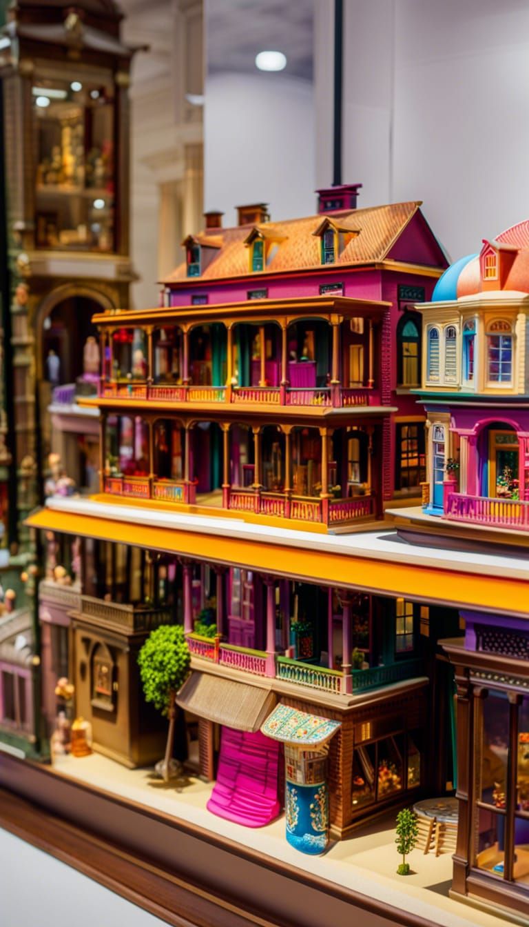 Dollhouse Museum Display in Splash Art Style
