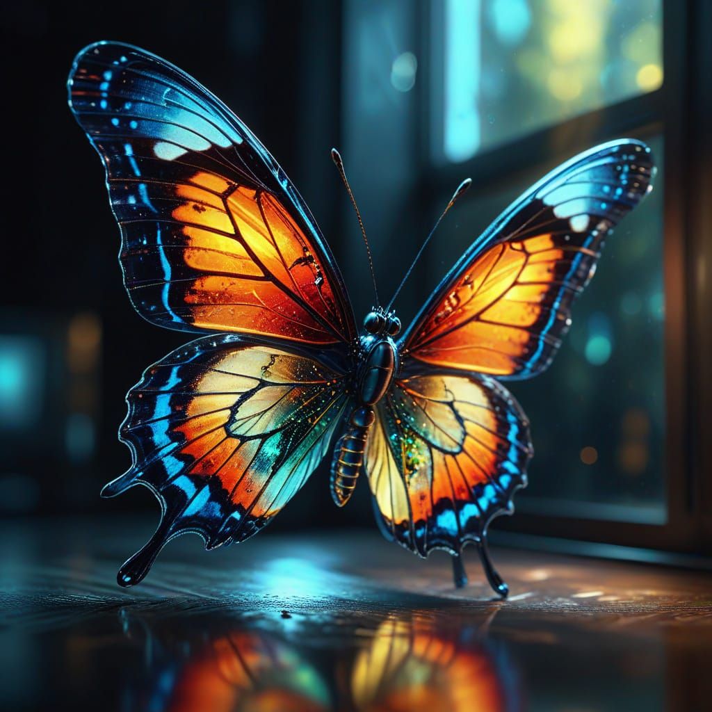 Glass Butterfly in Fauvist Expressionism