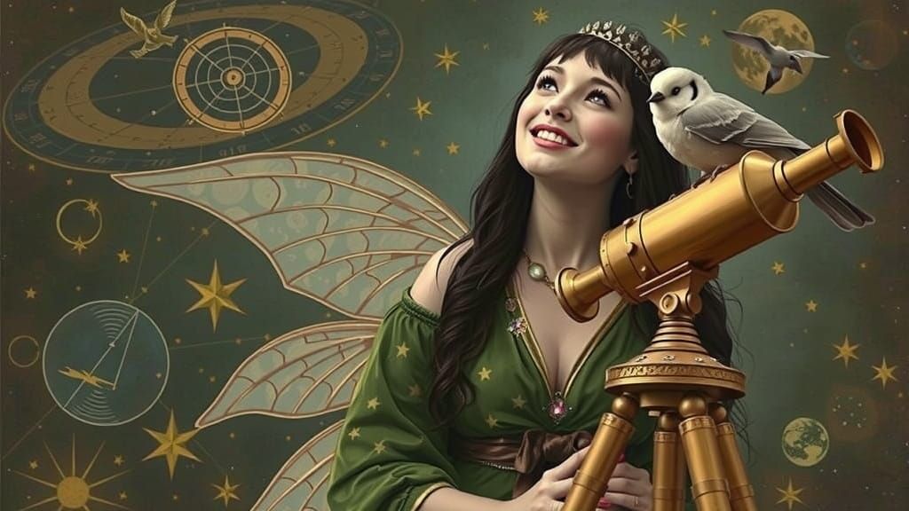 Fairy Stargazer with Brass Telescope