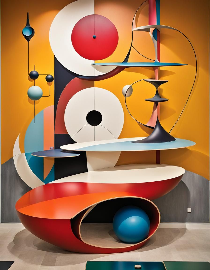 Surreal Sci-Fi Mural in Art Deco Style