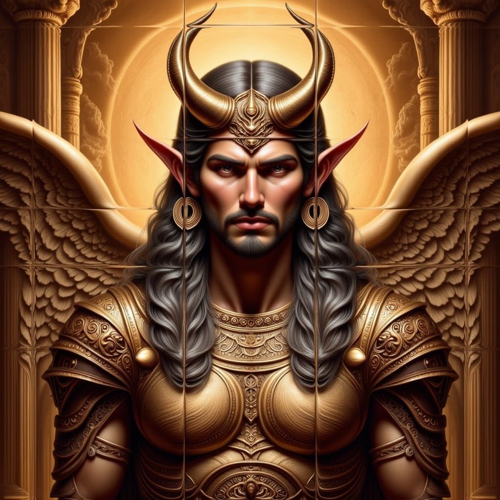 Ancient Egyptian God of War in Golden Armor