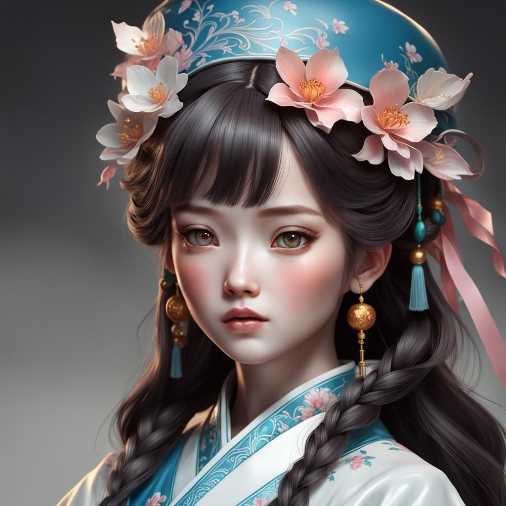 Porcelain Doll Portrait in Artstation Style