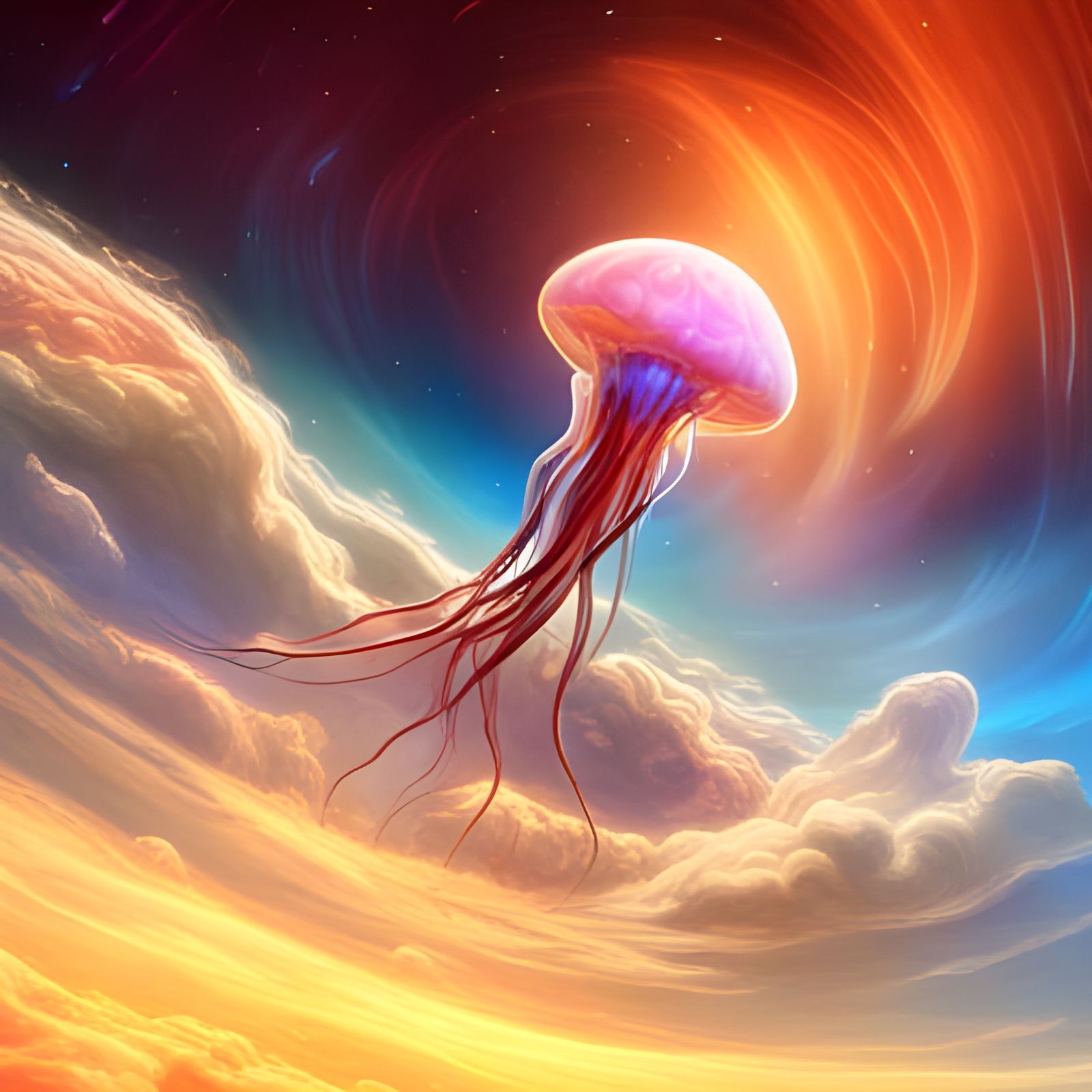 Space Jellyfish Descends From Sky in Digital Art