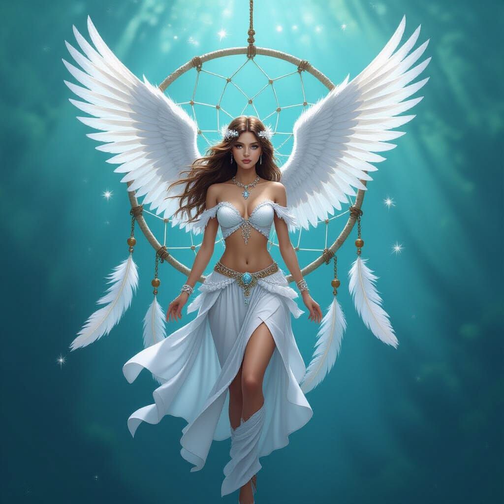 Dreamcatcher with Angel in Ethereal Style