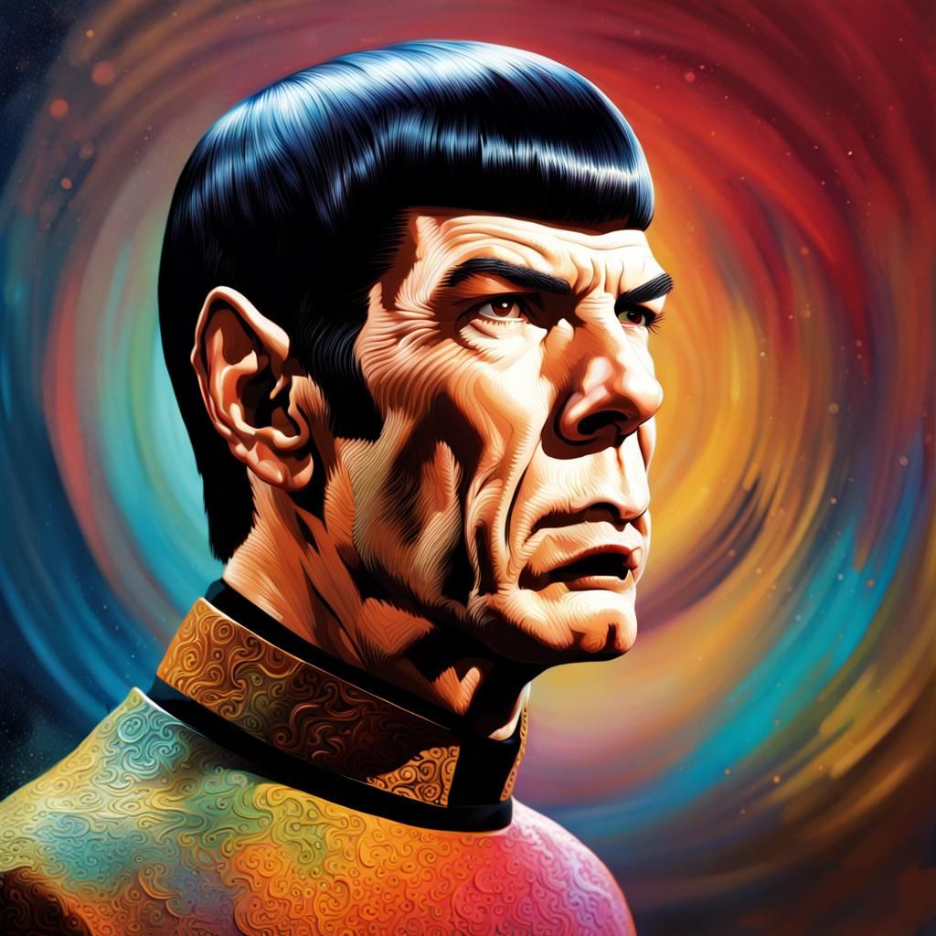 Hyperrealistic Portrait of Spock in Splash Art Style