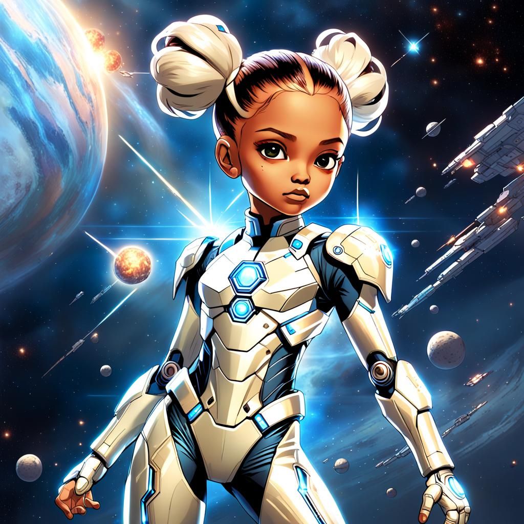 Cyborg Child Prevents Star Supernova, Synthwave Style