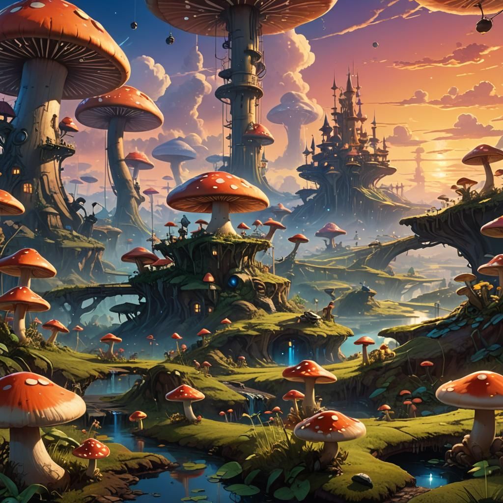 Mushroom Kingdom Landscape Inspired by Roger Dean
