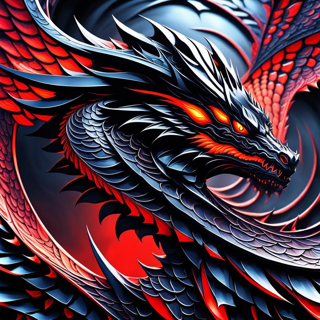 Glossy Black Dragon Wings in Cosmic Illustration