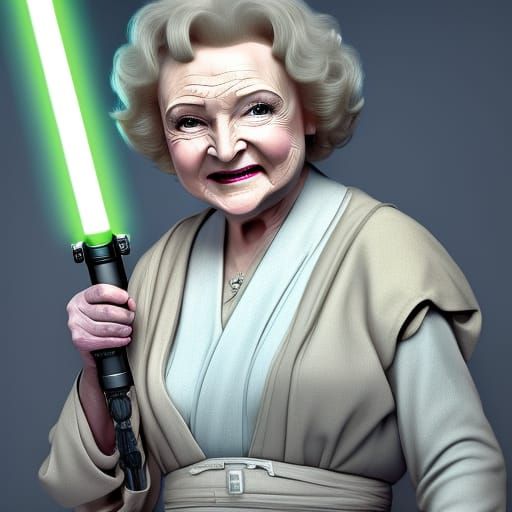 Jedi Master Lightsaber Portrait in Hyperrealistic Style