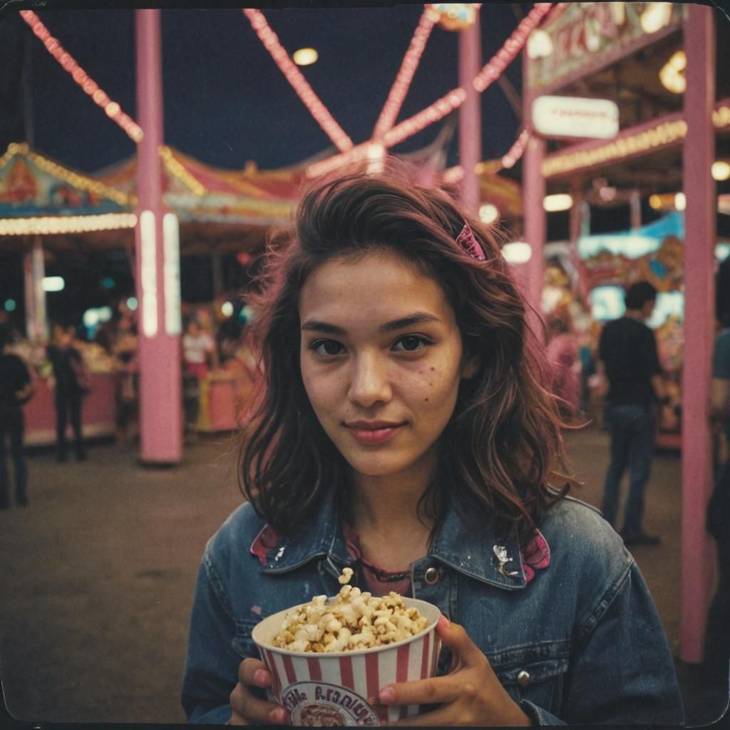 Cyberpunk Thai Girl at Neon Fairground