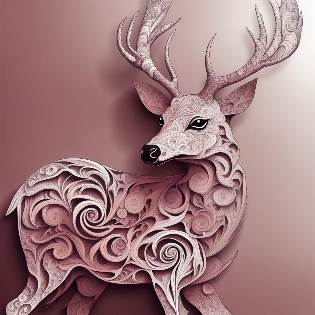 Rose Deer with Abstract Fractal Design