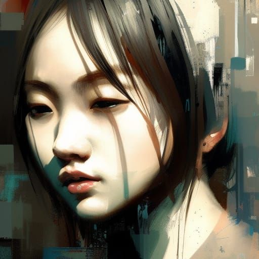 Detailed Portrait of Japanese Girl in Digital Art Style